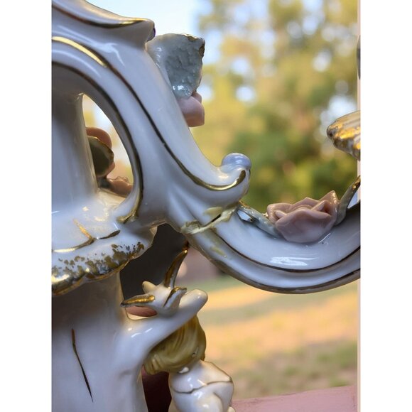 Vintage Porcelain Candelabra Roses and Romance Capodimonte Style Cottagecore Dra - Picture 7 of 12
